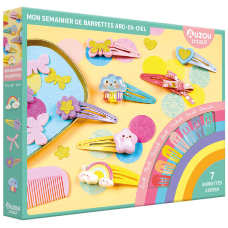 Mon semainier de barrettes arc-en-ciel - 7 barrettes à créer
