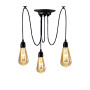 YNXing - Suspension Edison vintage - Réglable - Lampe suspendue - Luminaire industriel - Lustre noir - 1, 3, 5, 6 têtes - 3 supp