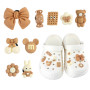 9pcs Accessoires Pins Crocs, Décoration de Boucle de Chaussure de Style Lapin Marron, Compatible avec les Accessoires de Chaussu