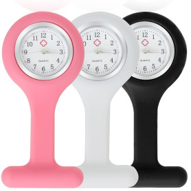 EuAcesry Montre Infirmiere pour Blouse, 3 Pièces Infirmière Montre Broche en Silicone avec Broche Sécurisée, Montres Trotteuse à