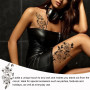 10 autocollants de tatouage de fleur, tatouage temporaire grande fleur autocollant féminin réaliste de rose noire, femme sexy pa