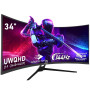 Gawfolk Écran PC Ultra Large 34 Pouces 1500R incurvé 144Hz Gaming Computer Moniteur,21:9 UWQHD(3440x1440),Adaptive Sync，HDR，178 