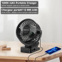 GOBRILLFUN Ventilateur à pince de 15,2 cm (6 pouces) 12000 mAh avec télécommande, rechargeable par USB avec lumières LED, 3 vite