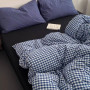 Nyescasa Housse de Couette 220x240 Bleu Marine et Blanc à Carreaux Vichy Parure de lit Adulte 2 Personnes en Microfibre Sets de 