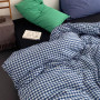 Nyescasa Housse de Couette 220x240 Bleu Marine et Blanc à Carreaux Vichy Parure de lit Adulte 2 Personnes en Microfibre Sets de 