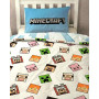 Halantex Minecraft Cactus Run Parure de lit en Coton Housse de Couette 140 x 200 cm et taie d'oreiller 70 x 90 cm