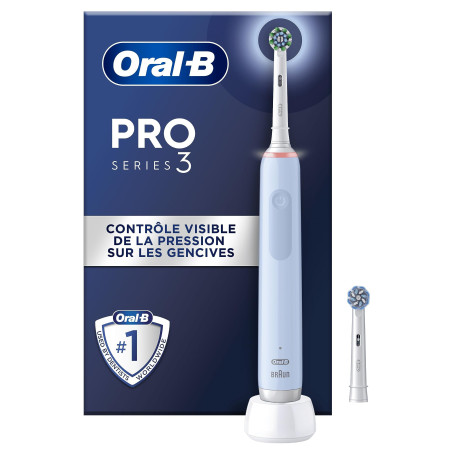 Oral-B Brosse A Dents Electrique Pro 3 Bleue Avec 3 Modes De Nettoyage 3D Dont Blancheur, Brossage Avec Des Oscillo-Rotations Et