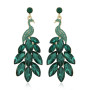 IMINI Boucles d'oreilles paon pour femmes et filles - En cristal vert - Plume de paon - Boucles d'oreilles en cristal bohème - P