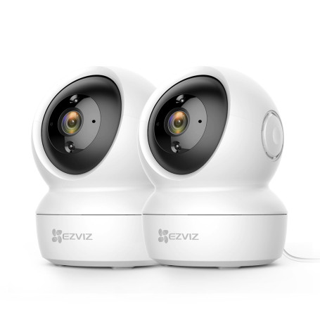 EZVIZ C6N 2 Pack Caméra Surveillance WiFi Intérieure 1080p, Caméra Bébé Pan/Tilt à 360°, Vision Nocturne Intelligente avec Smart