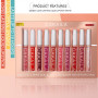 SPORTEON 10 couleurs rouge à lèvres Régler Mat Nude Étanche Longue durée, Coffret Maquillage à Lèvres, Cadeau pour les femmes (0
