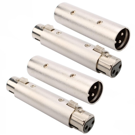 RUNCCI-YUN 4Pcs Adaptateur de changeur de genre XLR vers XLR, coupleur de connecteur XLR mâle à mâle/femelle à femelle à 3 broch