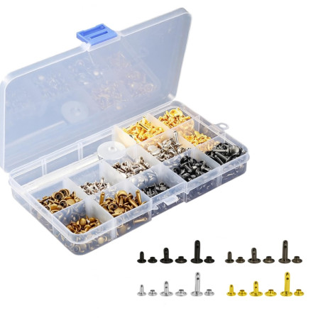 180 Pièces Rivets en Cuir, Boutons Pression Métalliques, Pression et Outils de Fixation, Bouton Pression Métal et Goujons Tubula