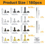 180 Pièces Rivets en Cuir, Boutons Pression Métalliques, Pression et Outils de Fixation, Bouton Pression Métal et Goujons Tubula