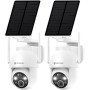 YESYAMO 2PCS 2K Camera Surveillance WiFi Exterieure sans Fil Solaire, 2.4GHz Camera Exterieur avec Panneau Solaire, 360° PTZ, Vi