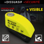 KRASER WA6Y Antivol Moto, Bloque Disque Alarme 110db, Renforcé, 3 clés (2 autres) Serrure Haute Sécurité, Étanche, Câble Rappel 
