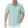Gavliuu Chemises en Lin pour Homme avec Boutons cachés, Chemise d'été décontractée à Manches Courtes pour Homme