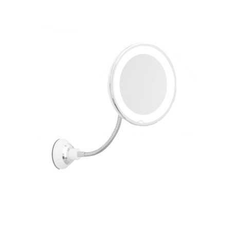 VENTEO | Miroir coiffeuse grossissant avec lumière LED rotatif à 360° | Miroir mural avec bras flexible et ventouse puissante | 