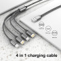 Câble Multi Chargeur,4 en 1 Câble Universel,[1.2M] Câble Multi USB de Chargement avec Lightning Câble USB Type C Micro Connecteu