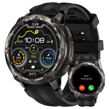 KOSPET Tank T4 Montre Connectée Homme, Acier Inoxydable, GPS & Cartes Hors Ligne, Étanchéité 10ATM (Plongée 45M), Batterie 50 Jo