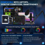 Podcast Kit Complet, Table de Mixage avec Carte Son pour Micro XLR, Interface Audio pour Musiciens en Streaming, Alimentation Fa