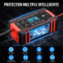 Husgw Chargeur Batterie Voitures 12V/24V 8A, Chargeur de Batterie Intelligent Moto avec Fonction Réparation, Maintien de Charge 