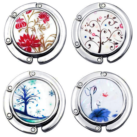 FGX Ensemble De 4 Cintres Pliants Pour Sacs à Main, Lot De Cintres Ronds, Accroche-Sac Portable Crochet, Crochet De Sac à Main P