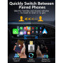 2-en-1 Adaptateur CarPlay sans Fil, Compatible avec Apple CarPlay & Android Auto, Passez du Câblé au sans Fil, Plug & Play, Conn
