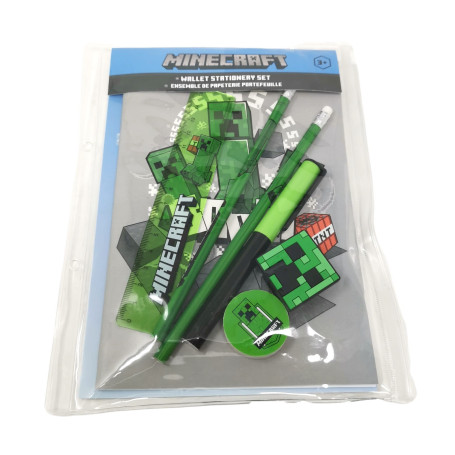 Theonoi Set de Papeterie (7 pièces) Creeper pour Tous Les Fans de Joueurs. Cadeau de rentrée Scolaire pour remplir Le Sac d'écol