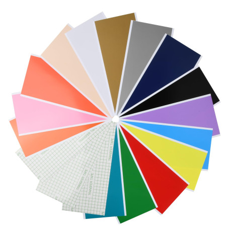 Anseom Smart Vinyl Lot de 18 Films Vinyle Permanents, 5.5 X 12 Inch Flex Thermocollant Thermocollant Vinyle Adhesif, 15 Couleurs