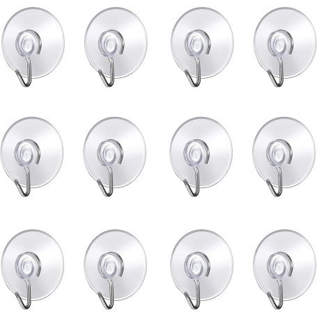 ALLBASA Crochet Mural avec Ventouse d'Aspiration,Petites Ventouses Plastiques avec Crochet Ronde pour Salle de Bains et Cuisine,