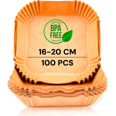 edihome, Papier Cuisson Air Fryer, pour Friteuse sans Huile, 100 Unitès, 16-20 cm, BPA Free, Jetable, pour Four, 5 à 8 litres (C