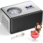 Sorbetiere Turbine a Glace avec Compresseur 2L, Sorbetière Electrique pas de Pré-congélation, Automatique Machine à Glace, LCD P