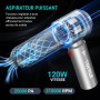 Aspirateur à Main, 25000Pa/120W Mini Aspirateur sans Fil & 210.000 tr/min Aspirateur de Voiture à 3 Vitesses avec Moteur sans Br