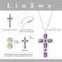 Linawe Collier à chaîne croisée pour femmes, pendentif en forme de diamant simulé, pierre de naissance et cristal, bijoux tendan