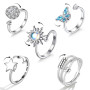 Hifot 5pcs Bague Anti Stress Femme Argent, Fidget Bague Anxiété Rotative, Bague Ouverts Reglables, Spinner Anneaux Anti Stress E