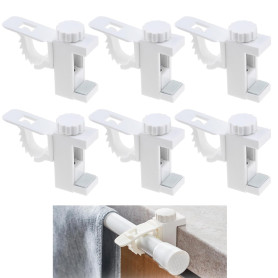 Bamyli 6 Pièces Support de Tige de Barre Transversale Réglable, Support De Pince Porte-Rideaux Support Tringle Rideaux sans Perc
