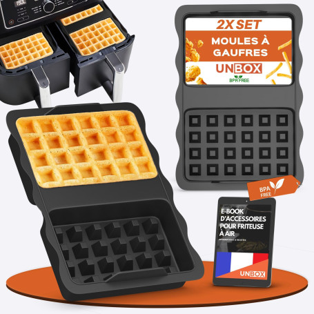 UNBOX 2 Pièces Moule Gaufre Air Fryer pour friteuse à air chaud Ninja AF400EU, SL400, AF500, Cosori Twinfry 10L - Accessoires Ai