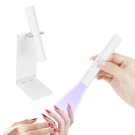 Lampe UV Ongles Gel, Portable Lampe UV avec Support, Mini Lampe UV LED avec USB Rechargeable, 20s/60s Chronométrage, Petite Lamp