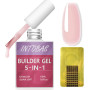 INTOBAS 15ml Builder Gel 5 en 1, Gel de Construction Ongle, Gel Pose Americain, Gummy Base et Structure Avec 100Pcs Chablon Ongl