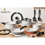 ROSSETTO – Set de cuisine comprenant 23 pièces. Une marmite, une sauteuse, des poêles et des casseroles le tout empliable, poign