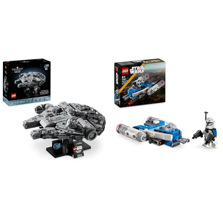 LEGO Star Wars Millenium Falcon 25e anniversaire 75375 + Microfighter Captain Rex Y-Wing 75391, cadeaux pour hommes, femmes et f
