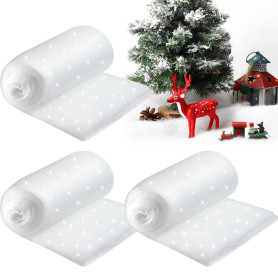 Prmape 3 Pièces Neige Artificielle de Noël, 80 * 150cm Couverture de Neige de Noël, Couverture Effet Neige Artificielle Blanche 