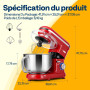 VIVOHOME Robot Pâtissier 660W 10 Vitesses Robot Pétrin Professionnel avec 5,7L Bol mélangeur en acier inoxydable Avec fouet, Cro