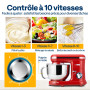 VIVOHOME Robot Pâtissier 660W 10 Vitesses Robot Pétrin Professionnel avec 5,7L Bol mélangeur en acier inoxydable Avec fouet, Cro