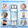 PQETBV Bouteille d'Hydrogène de 420 ml, Bouteille à Eau Hydrogène, Générateur d'Eau Hydrogène Portable, USB Bouteille d'eau Sans