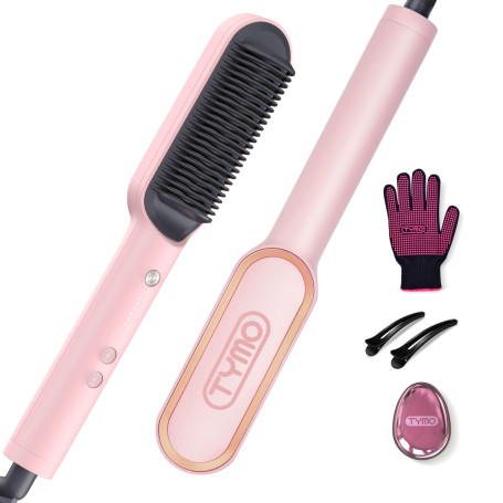 TYMO Brosse lissante à anneau pour femme avec 5 températures et 20 secondes - Chauffage rapide et protection anti-brûlure