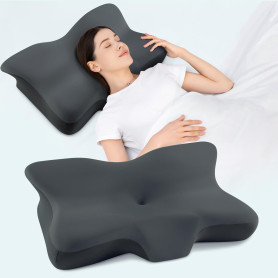 Silkena Oreiller Cervical pour Dormir,Oreiller en Mousse Mémoire Respirant,Adapté pour Ceux Qui Dorment sur Le Côté,sur Le Dos o