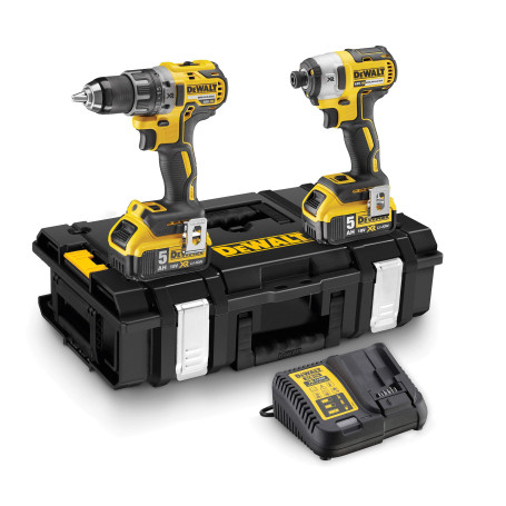DEWALT - Kit 2 outils avec perceuse - visseuse percussion compact et visseuse à chocs 18V - sans fil - vitesse variable - pour m