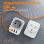 TESSAN Lot de 2 Adaptateur Prise Anglaise, 4 en 1 Prise UK avec USB C et 2 USB A, Anglaise Adapter Francais 3250 W, Adaptateur U
