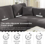 ShowyLive Lot de 2 Housses de Canapé Housse de Canape 3 Places avec Accoudoirs et 2 Housses de Coussin, pour Canapé en Forme de 